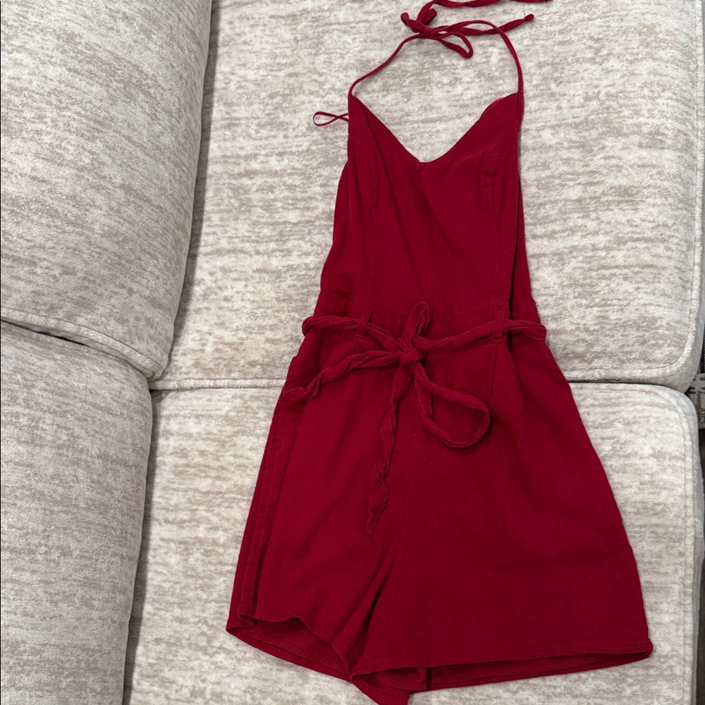 Hollister Deep Red Halter Romper